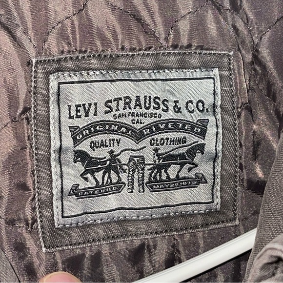 Levi’s Military Field Jacked Size Medium Grey Brown 5 Pocket Women’s Hooded - Picture 3 of 11